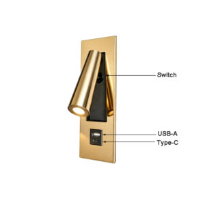 USB Type-C Bedside Wall Lamp-Gold