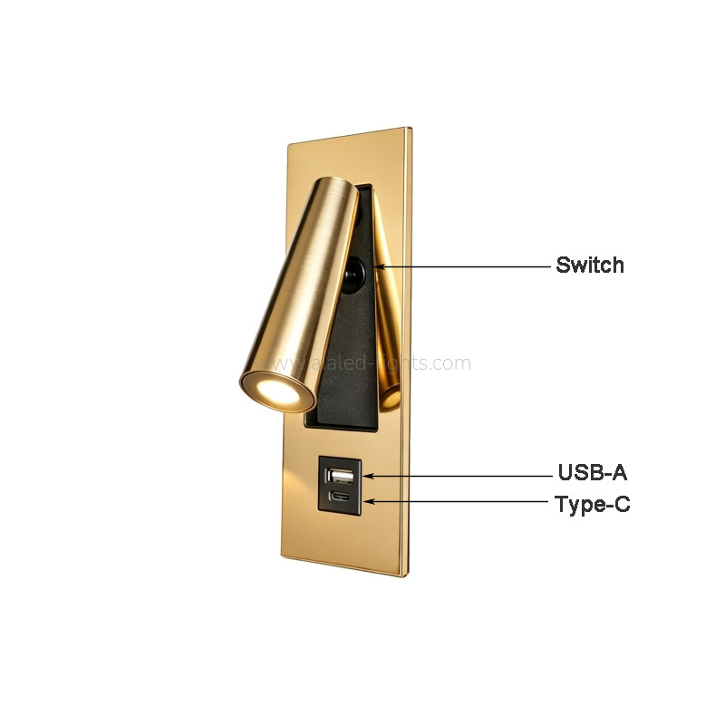 Modern Flexible Hotel Project Wall Light USB Type-C 3W Bedside Wall Lamp Modern Flexible Hotel Project Wall Light USB Type-C 3W Bedside Wall Lamp