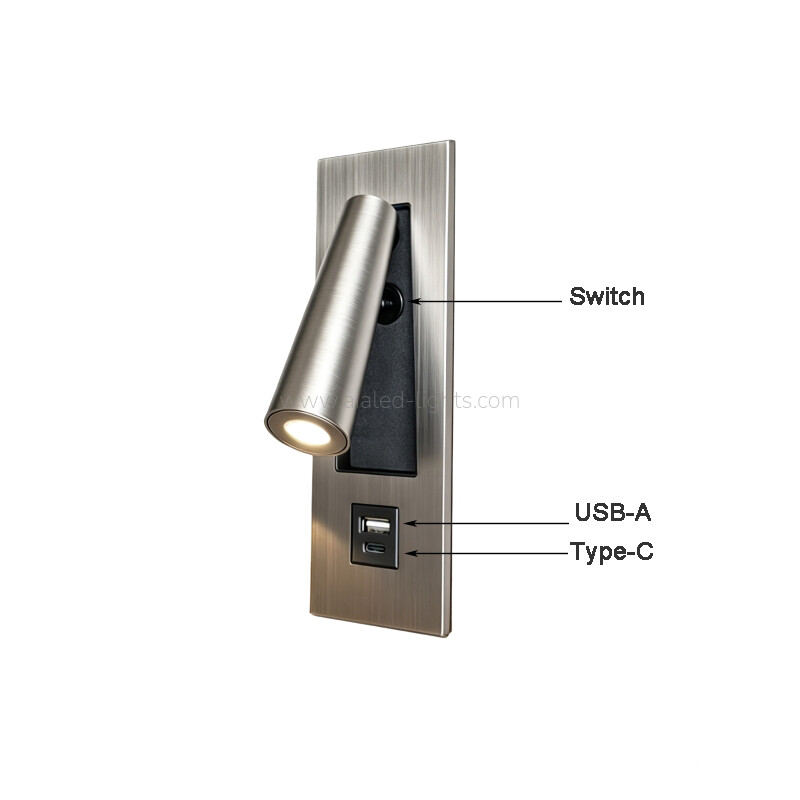 Modern Flexible Hotel Project Wall Light USB Type-C 3W Bedside Wall Lamp Modern Flexible Hotel Project Wall Light USB Type-C 3W Bedside Wall Lamp