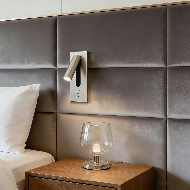 Hotel Bedside 3W Reading Wall Sconce Bed Headboard Wall Light With USB Type-C Recessed