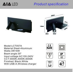 modern black led wall spotlight adjustable indoor decor wall sconce lamp