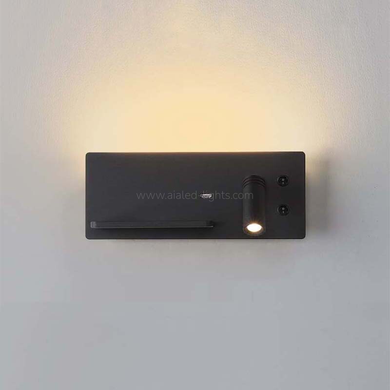 Multi-Functional Wall Lamp Hotel Wall mounted Reading Light Wireless Charger & USB Port