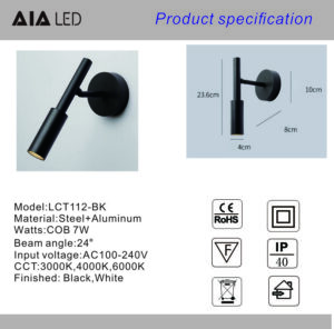 Hotel Project Villa Bedside LED Reading Wall Sconce Surface Mount Reading Light 7W LED Reading Wall Sconce Surface Mount Reading Light 7W-datasheet