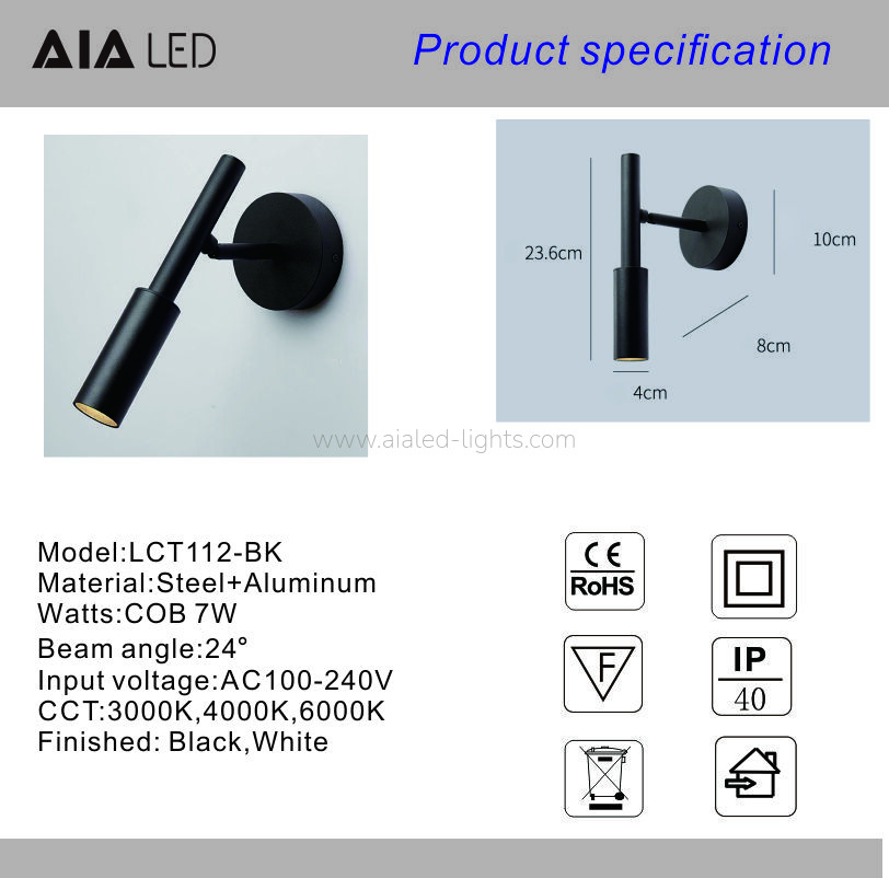 Hotel Project Villa Bedside LED Wall Sconce Wall Mount Reading Light 7W Hotel Project Villa Bedside LED Wall Sconce Wall Mount Reading Light 7W