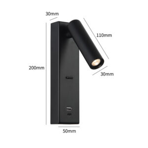 Hotel Project Villa Bedside LED Reading Wall Sconce Adjustable Angle With USB Type-C Charger