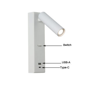 USB Type-C Charger Reading Wall Lamp-White