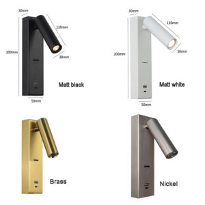 USB Type-C Charger Reading Wall Lamp-Black,White,Gold,Nickel
