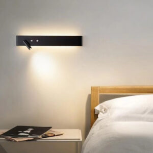 Minimalist Decor Linear Wall Reading Light with ambient background lighting-Black
