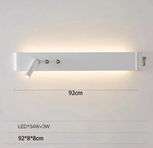 Minimalist Decor Linear Wall Reading Light with ambient background lighting-92cm