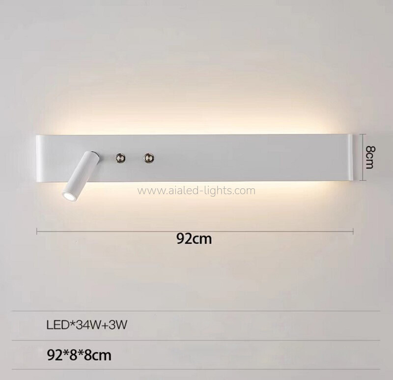 Modern LED Wall Sconce With Spotlight Bedroom Linear Wall Reading Light