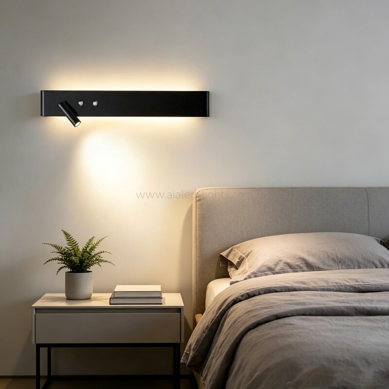 Modern LED Wall Sconce With Spotlight Bedroom Linear Wall Reading Light