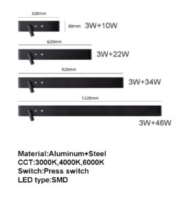 Minimalist Decor Linear Wall Reading Light with ambient background lighting