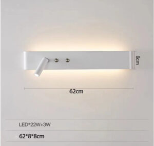 Minimalist Decor Linear Wall Reading Light with ambient background lighting-62cm