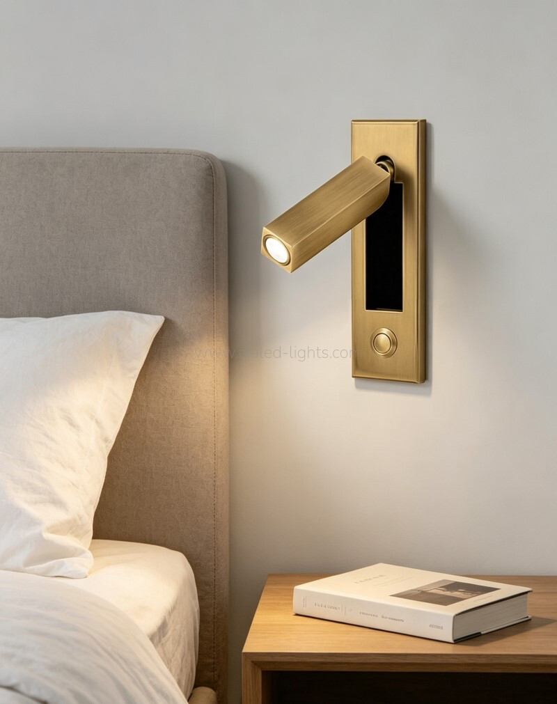 Modern Revolving Wall Light Hotel Reading Wall Lamp with button on/off Switch