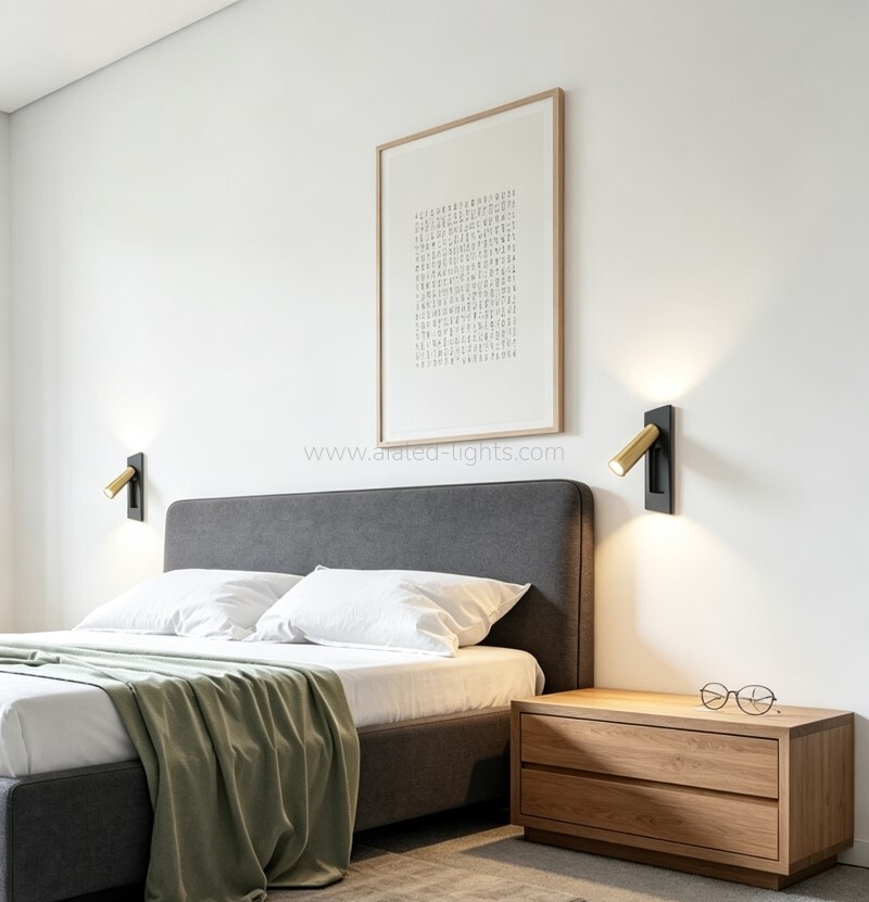 Recessed Wall Lamp Hotel Villa Bedroom Wall Light with Hidden on/off Switch
