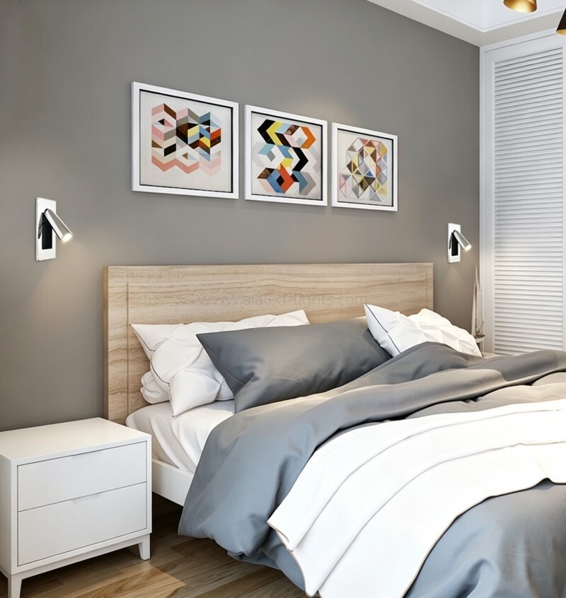 Recessed Wall Lamp Hotel Villa Bedroom Wall Light with Hidden on/off Switch