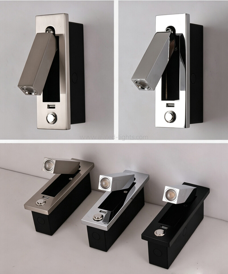 Hotel Reading Wall Lamp Headboard Wall Light with Push-button Switch 3W
