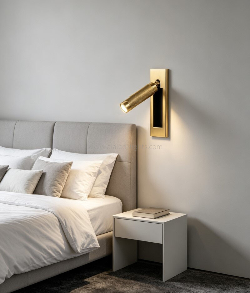 Recessed Moounted 3W reading wall light with diamond knurl pattern lamp head for Hotel villa