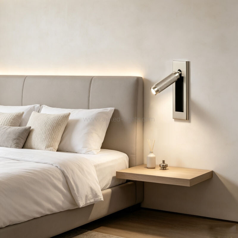 Recessed Moounted 3W reading wall light with diamond knurl pattern lamp head for Hotel villa