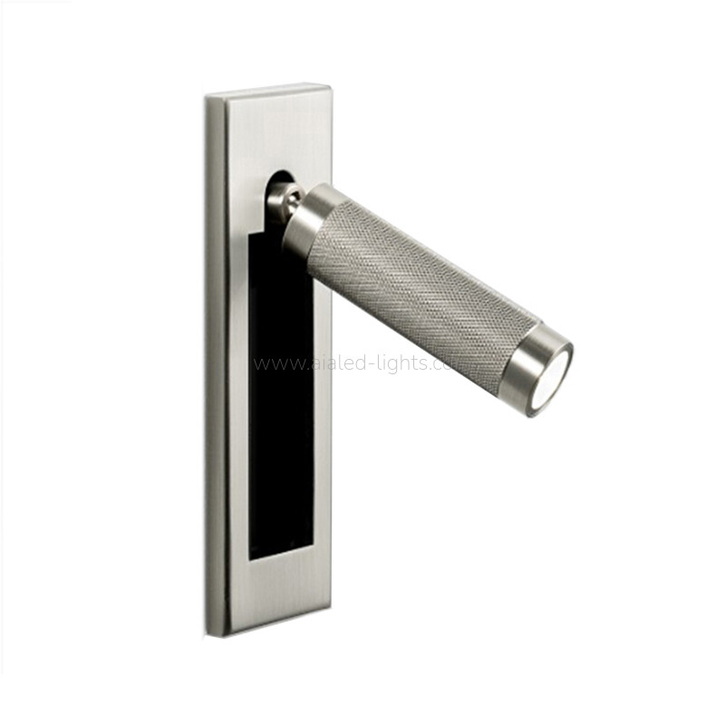 Recessed Moounted 3W reading wall light with diamond knurl pattern lamp head for Hotel villa