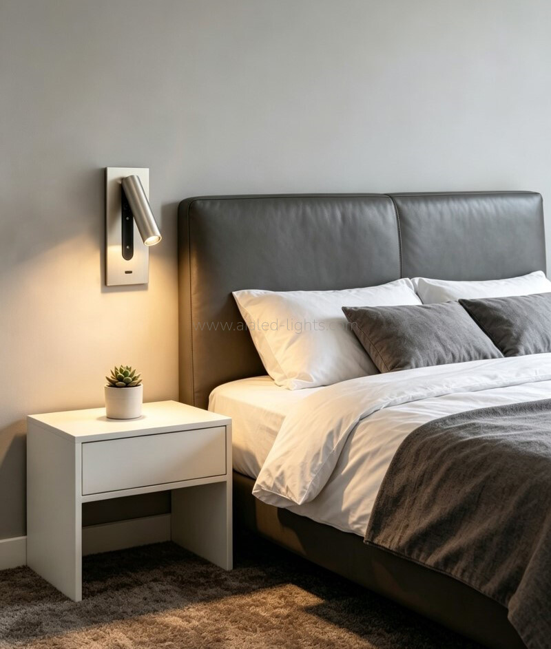 Bedside headboard Wall Lamp Non-glare 3W reading Wall Light With Type-C Recessed