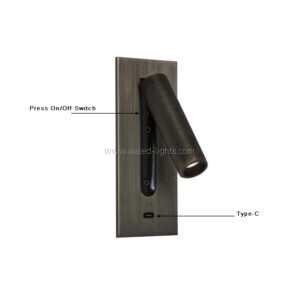 hotel villa project bedside headboard wall lamp non glare reading light with type c recessed