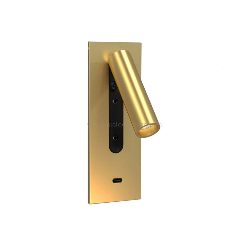 Bedside headboard Wall Lamp Non-glare 3W reading Wall Light With Type-C Recessed
