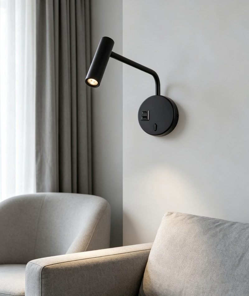 modern bedside reading wall lamp bed wall light with usb type c surface installation