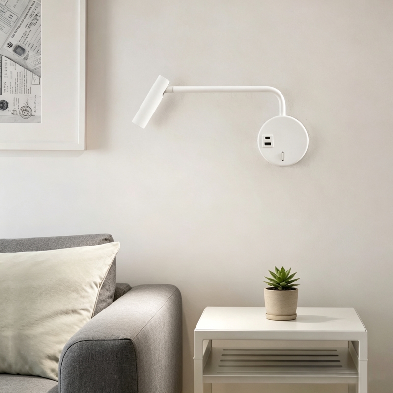 modern bedside reading wall lamp bed wall light with usb type c surface installation