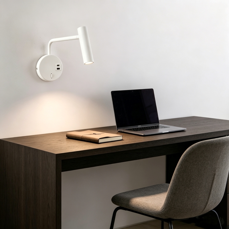 modern bedside reading wall lamp bed wall light with usb type c surface installation