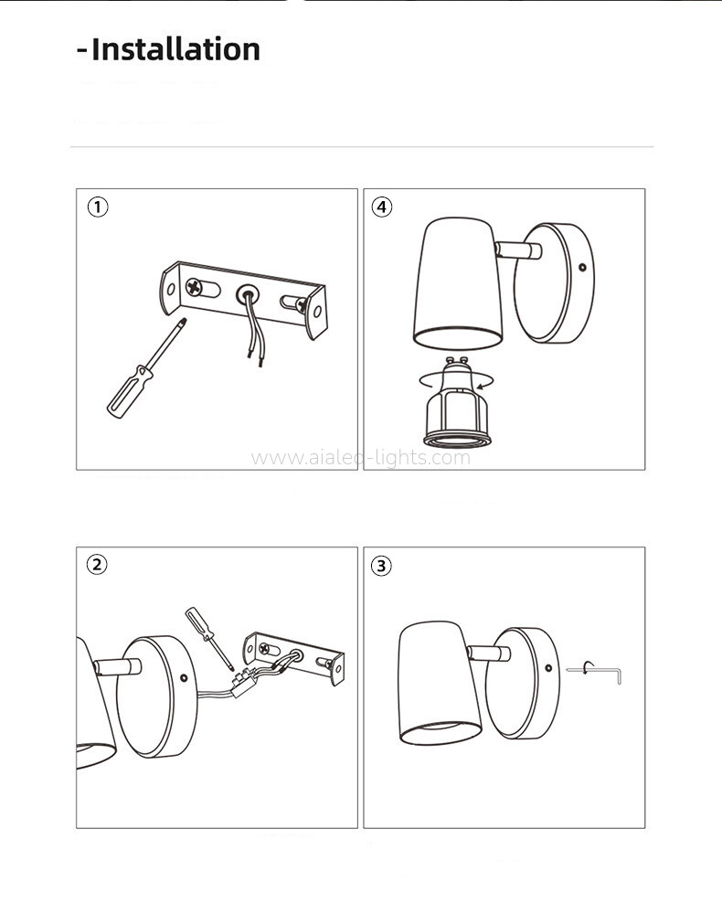 E27 GU10 Wall Lamp Adjustable Bedside Reading Wall Light