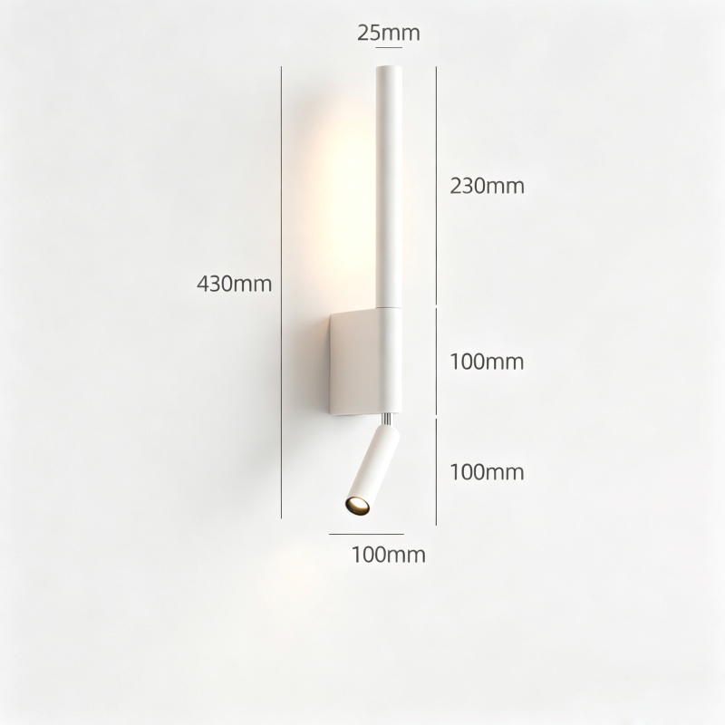 telescopic surface mount led wall sconce, dual light wall lamp with rotatable spotlight