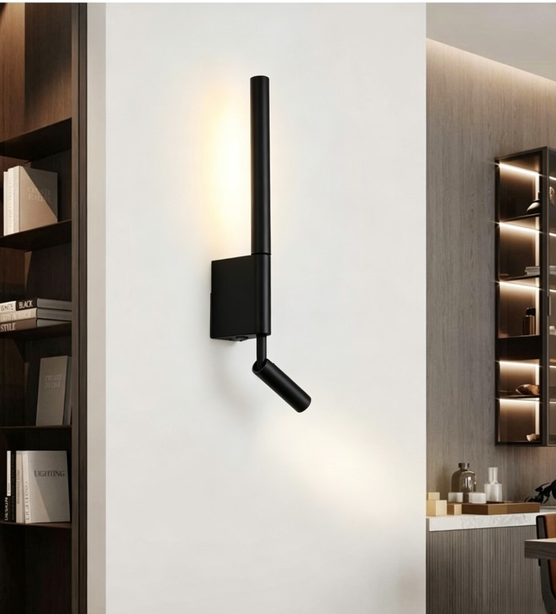 telescopic surface mount led wall sconce, dual light wall lamp with rotatable spotlight