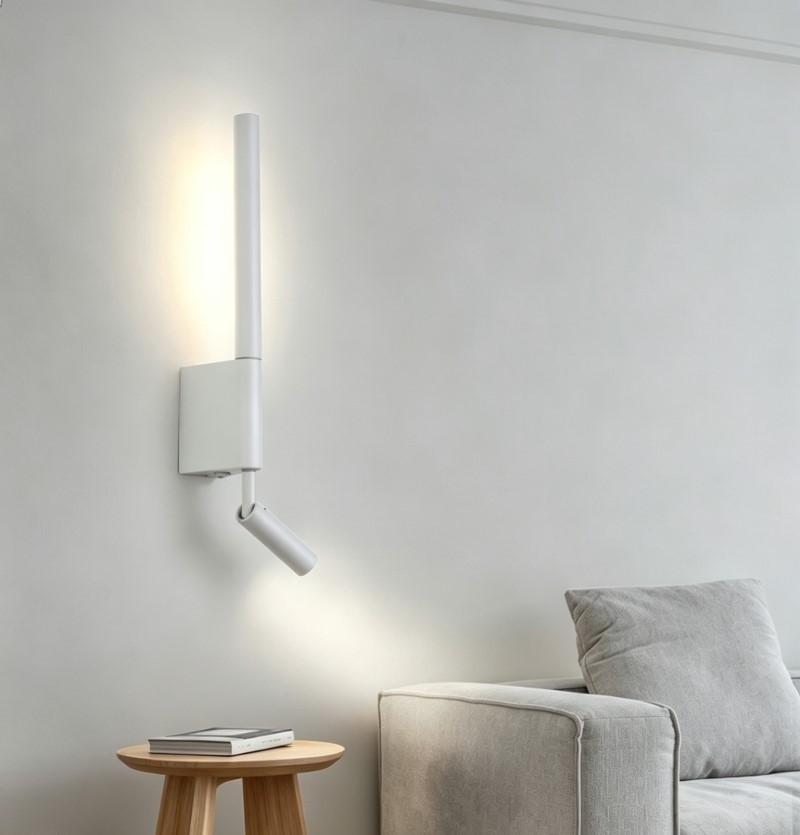 telescopic surface mount led wall sconce, dual light wall lamp with rotatable spotlight