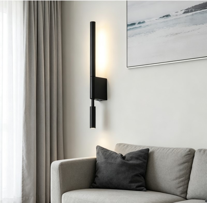telescopic surface mount led wall sconce, dual light wall lamp with rotatable spotlight