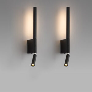 LED Wall Sconce, Dual Light Wall Lamp with Rotatable Spotlight-Black