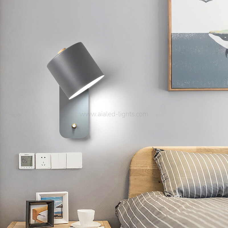 E27 LED Wall Light Bedside Wall Lamp-Gray