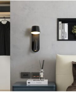 Hotel Wall light Adjustable Spotlight + Ambient Light, Dual Switches Contemporary Streamlined Dual-Switch Wall Lamp, Geometric Style Spotlight & Mood Light for Bedrooms and Hotels