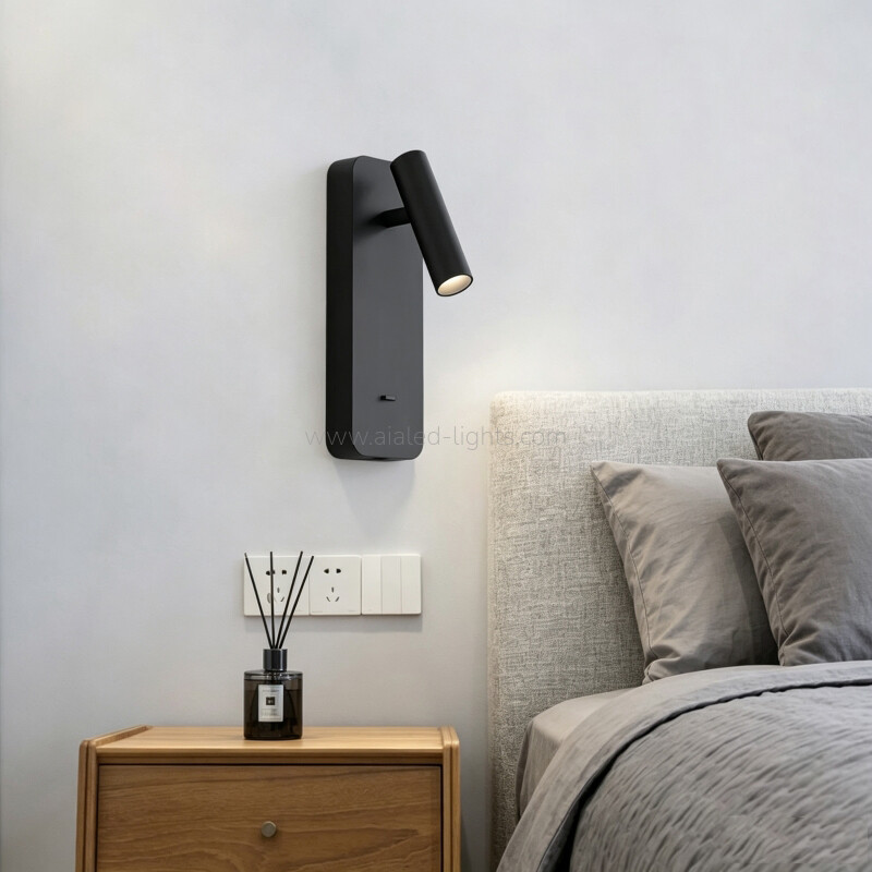 aluminum adjustable hotel bedroom usb bedside reading wall light