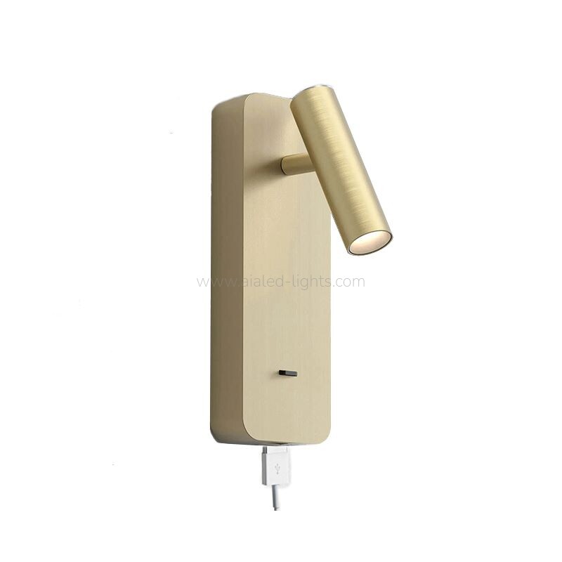 USB bedside Reading Wall Light-Gold