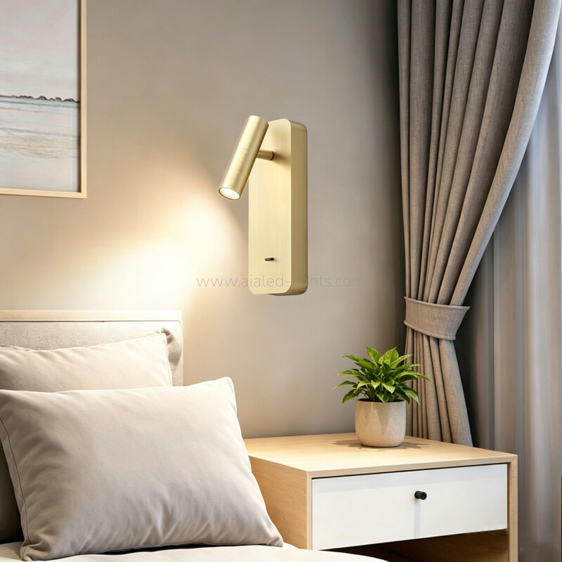 aluminum adjustable hotel bedroom usb bedside reading wall light