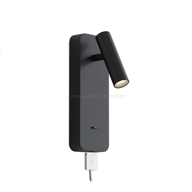 USB bedside Reading Wall Light-Black