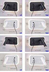 Modern Hotel Wall Lamp with Spotlight, Ambient Light, USB-A, Type-C Socket& Wireless Charging Sleek hotel wall sconce with adjustable spotlight, soft ambient light, USB-A/Type-C ports Socket, and wireless charging
