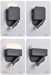 Contemporary Hotel Wall Lamp with Spotlight, Surface Mounted Background Light