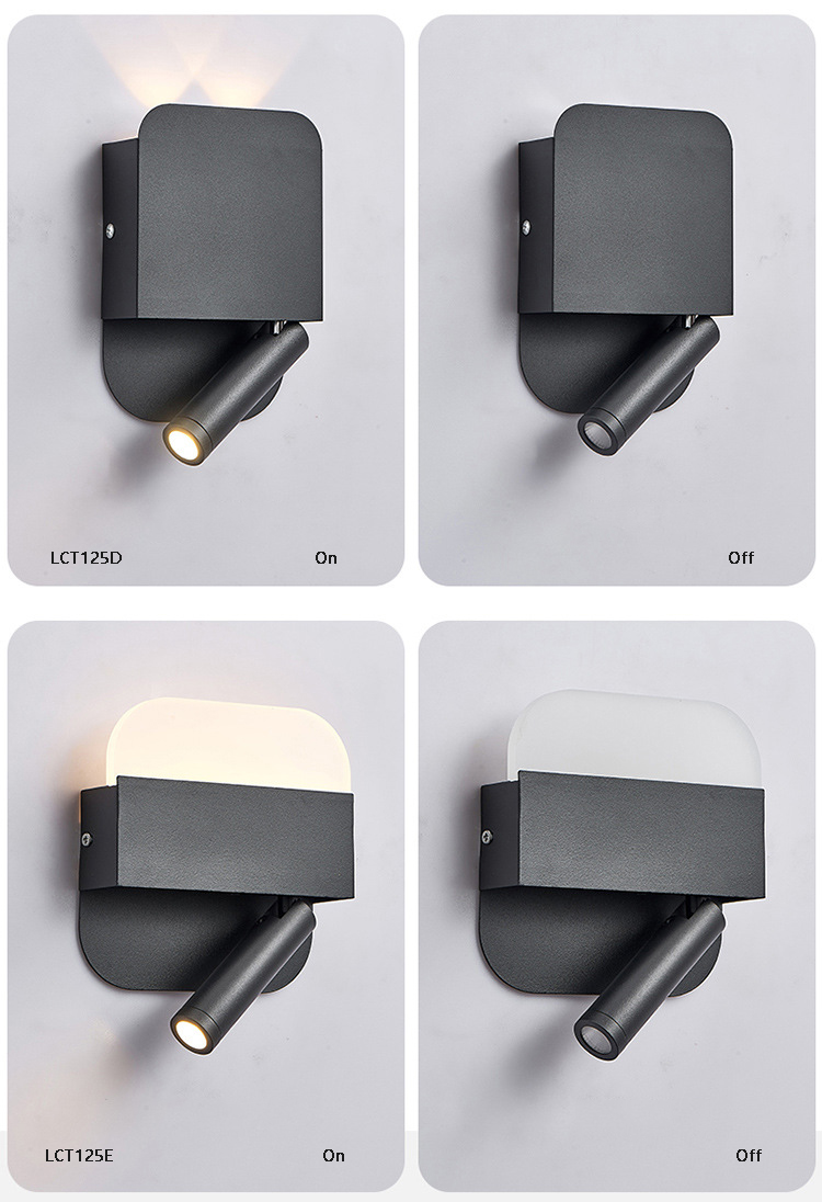 Contemporary Hotel Wall Lamp with Spotlight, Surface Mounted Background Light