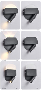 Contemporary Hotel Wall Lamp with Spotlight, Surface Mounted Background Light