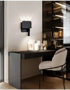Contemporary Hotel Wall Lamp with Spotlight, Surface Mounted Background Light