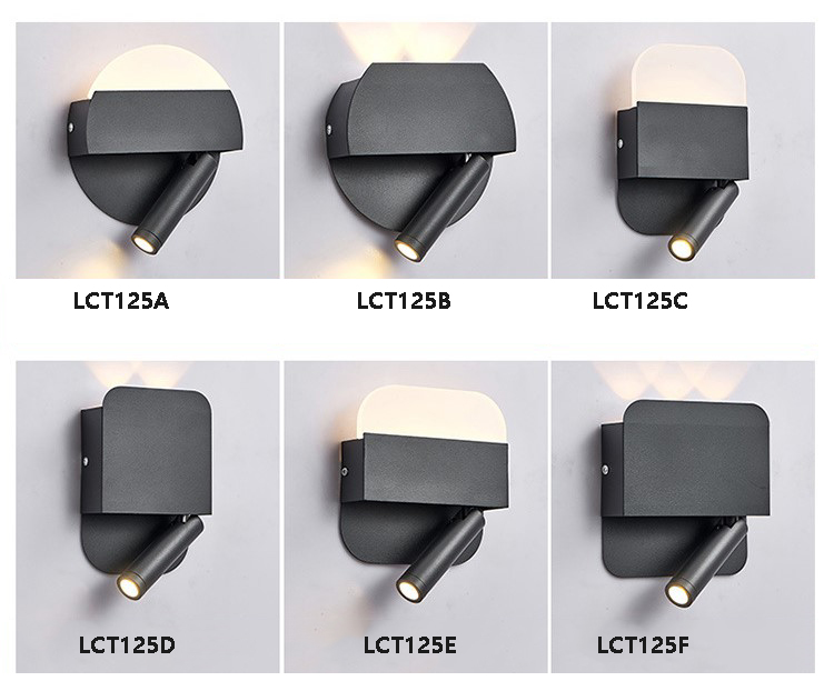 Contemporary Hotel Wall Lamp with Spotlight, Surface Mounted Background Light