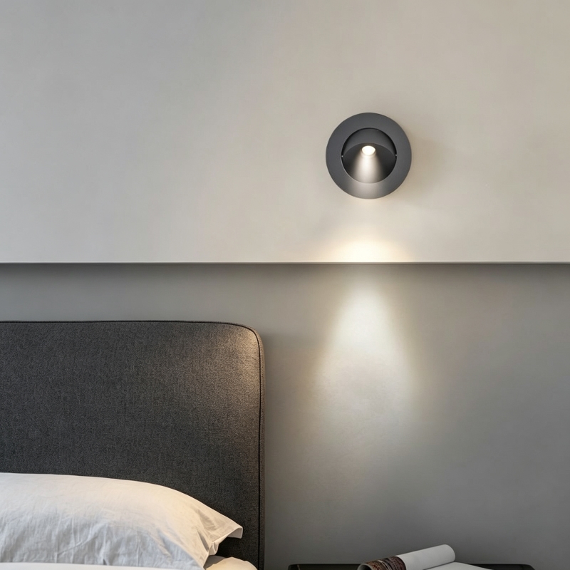 recessed bed head reading wall lamp hotel project bedside wall light 355degree adjustable