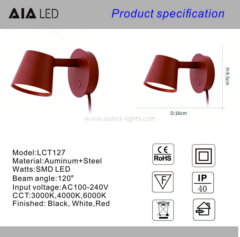 hotel flexible reading spotlight bedside wall lamp holiday village wall mounted